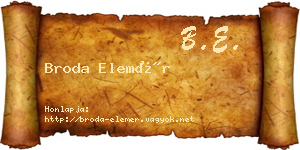 Broda Elemér névjegykártya